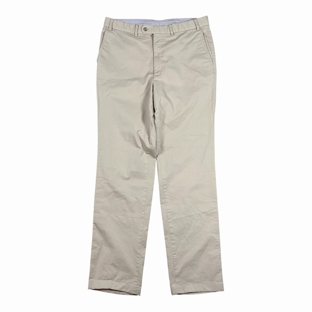 Paul Stuart Mens Chino Pants Cotton Flat Front Trousers Sz 34x33 Beige